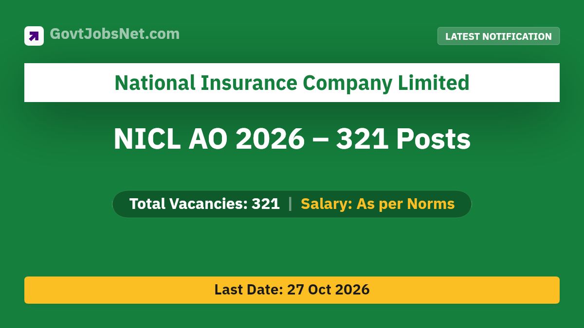 NICL AO 2026 – 321 Posts Notification