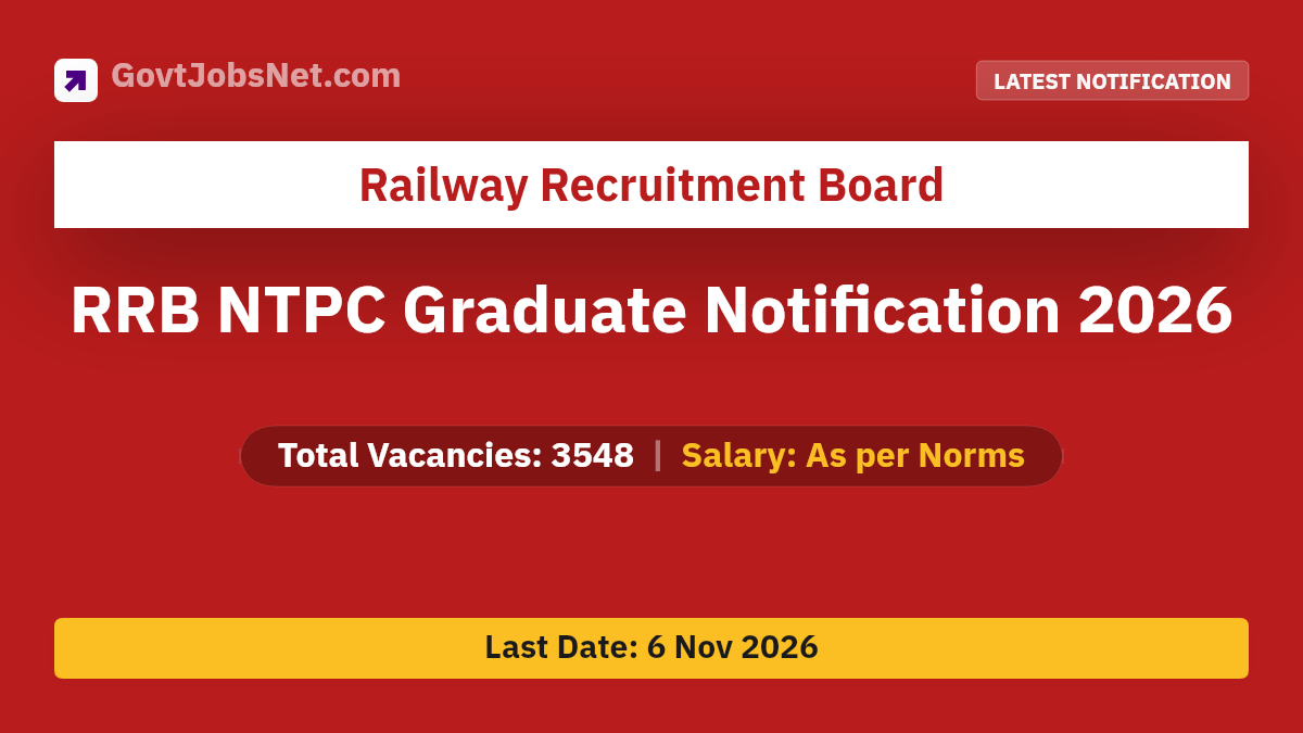 RRB NTPC Graduate Notification 2026 Notification