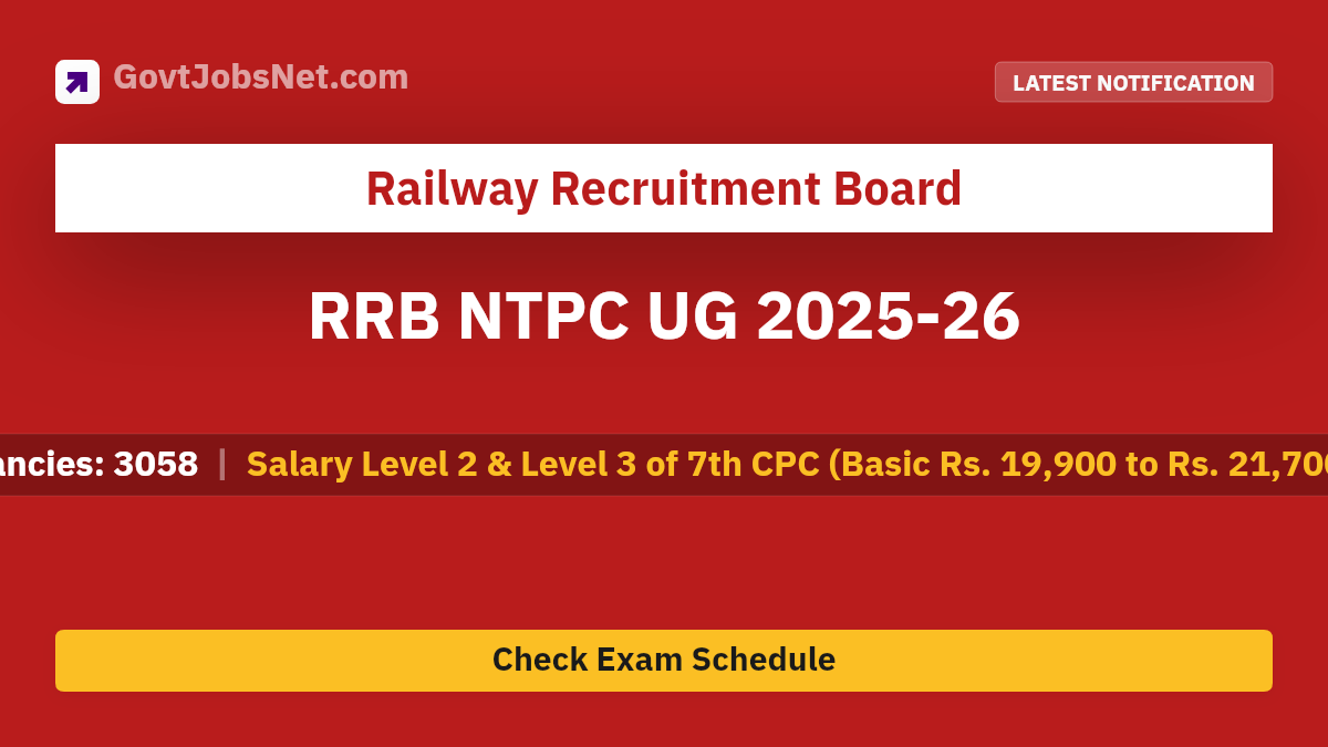 RRB NTPC Undergraduate Notification 2025-26 Notification