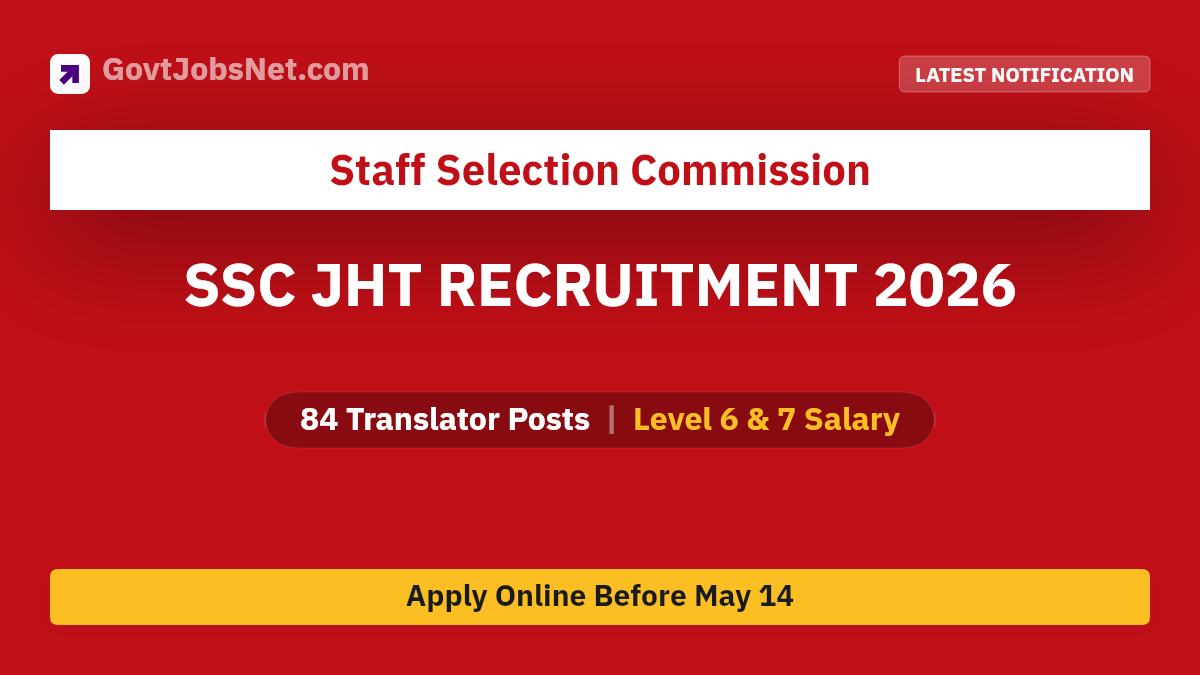 SSC JHT 2026 Notification