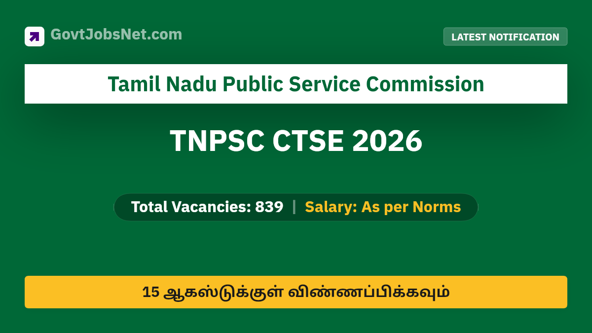 TNPSC CTSE Diploma / ITI 2026 Notification
