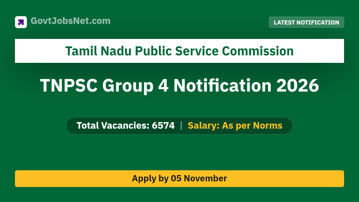 TNPSC Group 4 Notification 2026 Notification