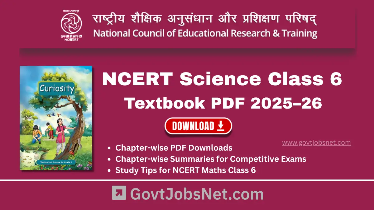 NCERT Science Class 6 Textbook PDF 2025-26 cover image Curiosity