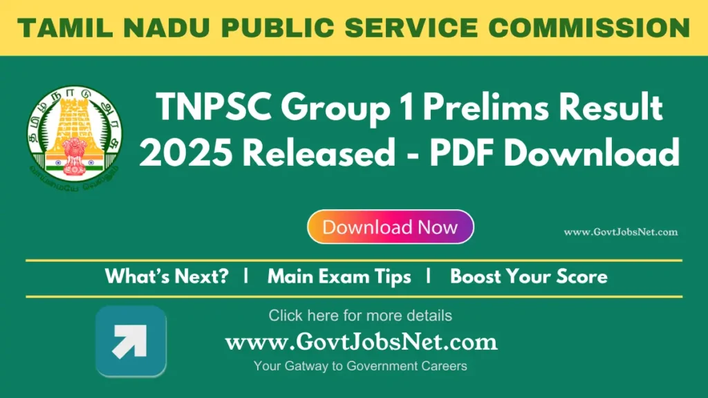 TNPSC Group 1 Prelims Result 2025 PDF Download – Selected Candidates List for