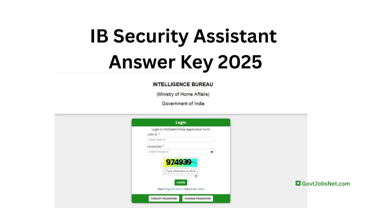 ib-security-assistant-answer-key-2025 Screenshot of the official IB SA Answer Key 2025 page on the MHA recruitment website.